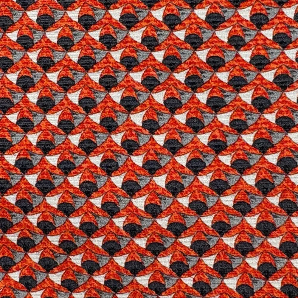 Bvlgari Geometric Print Seven Fold Tie Red 100% Silk Made in Italy